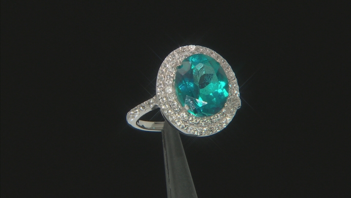 Paraiba Blue Color Topaz Platinum Over Sterling Silver Ring 5.73ctw Video Thumbnail