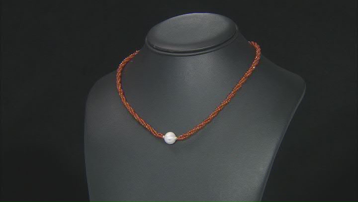 Orange Hessonite Garnet Rhodium Over Sterling Silver Necklace Video Thumbnail