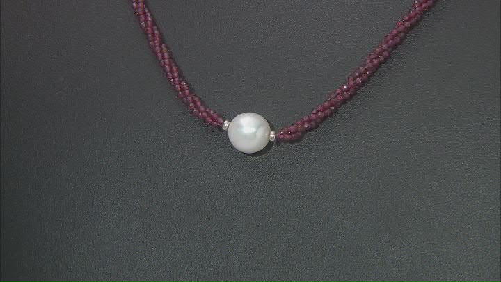 Red Garnet Rhodium Over Sterling Silver Necklace Video Thumbnail
