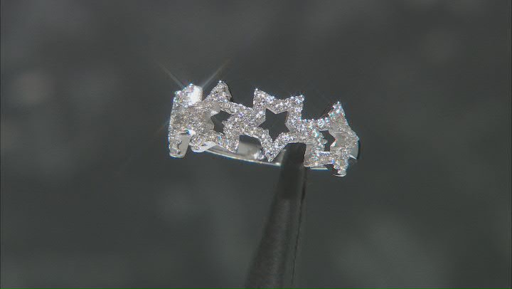 White Zircon Rhodium Over Sterling Silver Star Band Ring 0.64ctw Video Thumbnail