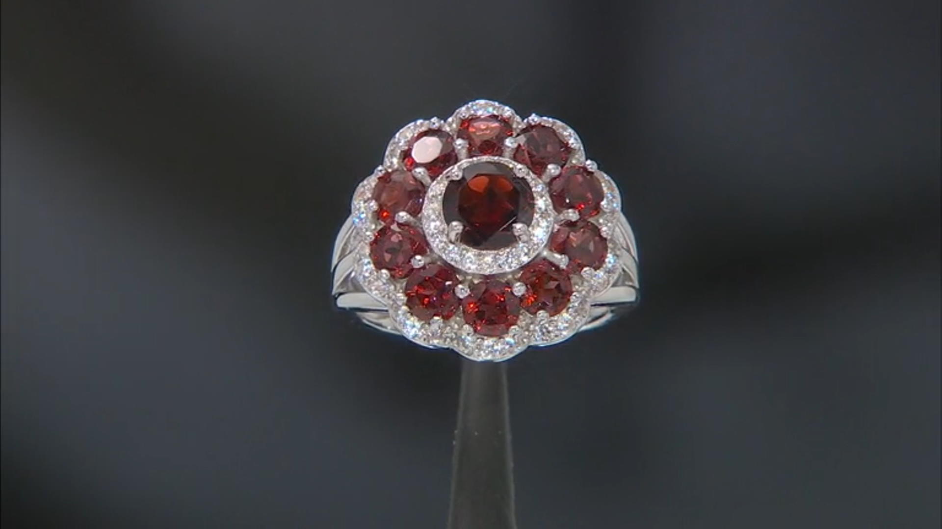 Red Garnet Rhodium Over Sterling Silver Ring 4.25ctw Video Thumbnail