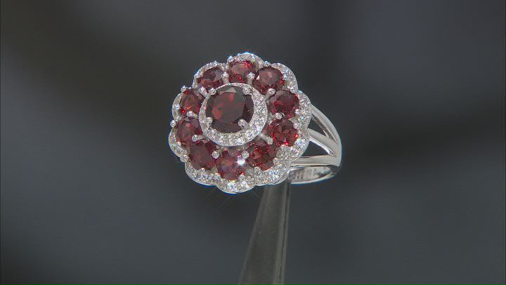 Red Garnet Rhodium Over Sterling Silver Ring 4.25ctw Video Thumbnail