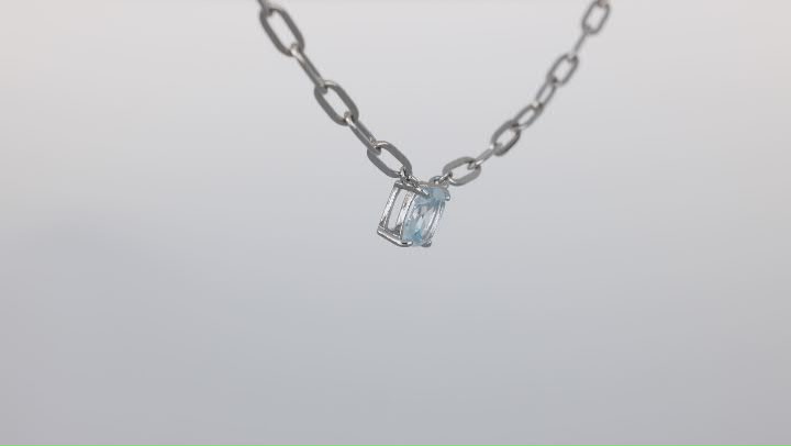 Sky Blue Topaz Rhodium Over sterling Silver Paperclip Necklace 1.07ct Video Thumbnail