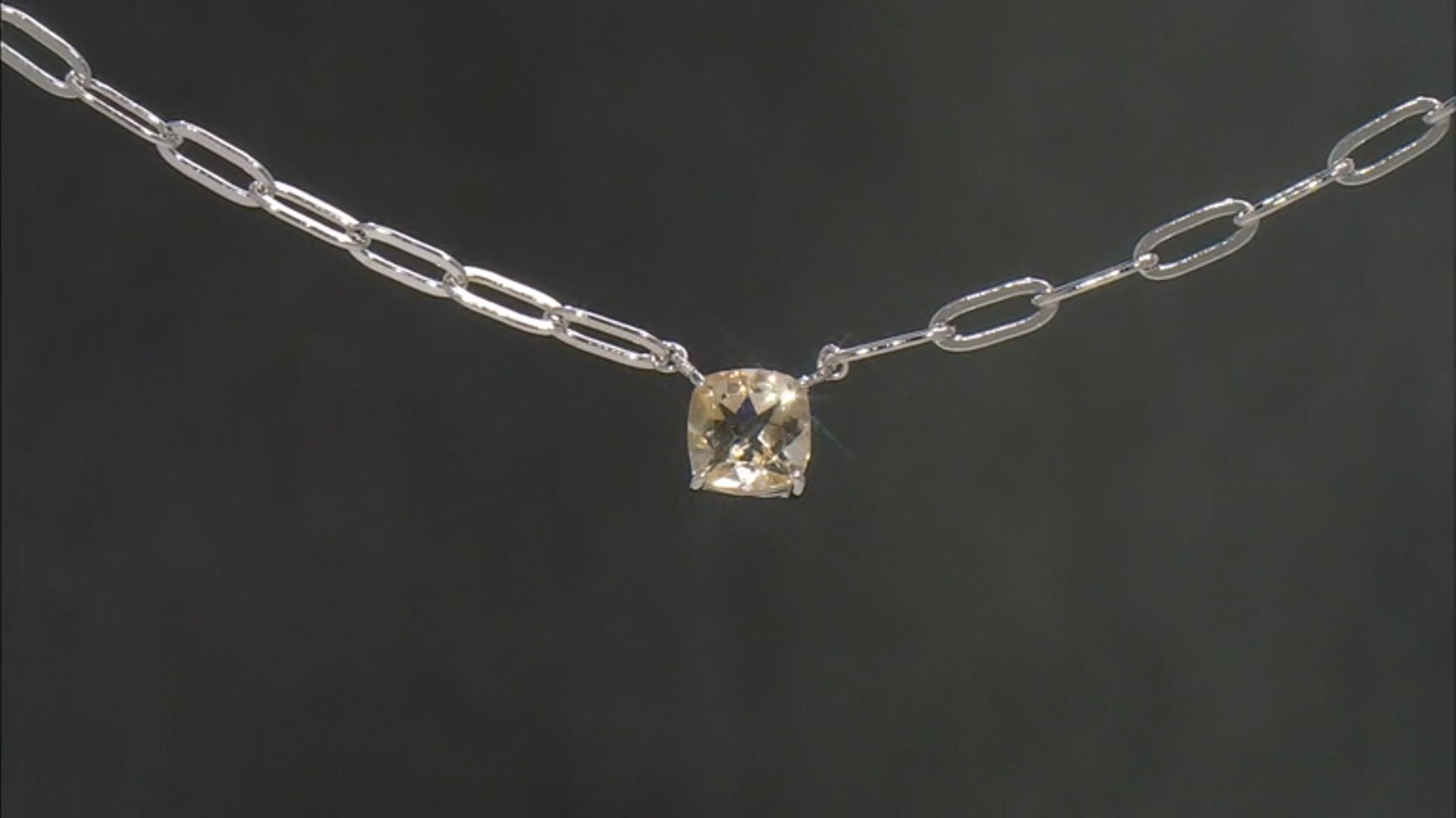 Yellow Citrine Rhodium Over Sterling Silver Paperclip Necklace 0.79ct Video Thumbnail