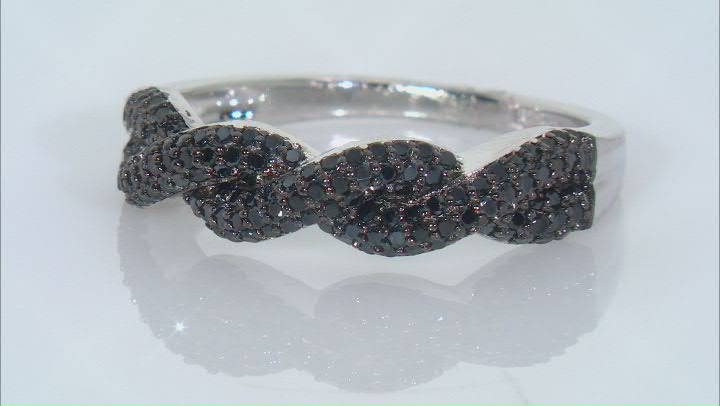 Black Spinel Rhodium Over Sterling Silver Band Ring 0.81ctw Video Thumbnail