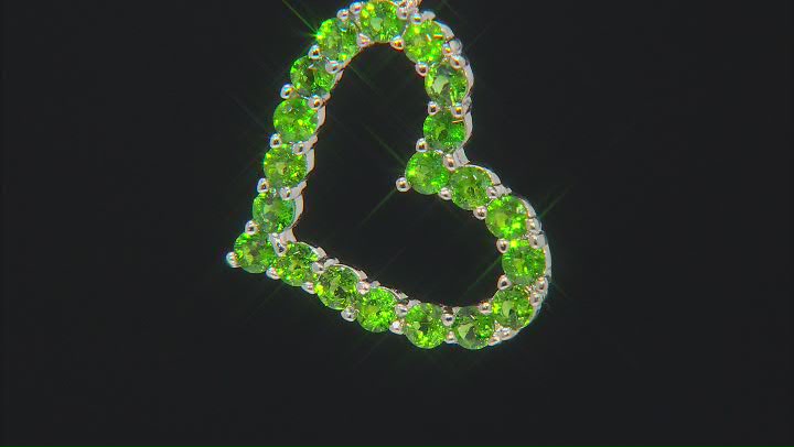 Green Chrome Diopside Rhodium Over Sterling Silver Heart Pendant With Chain 1.40ctw Video Thumbnail