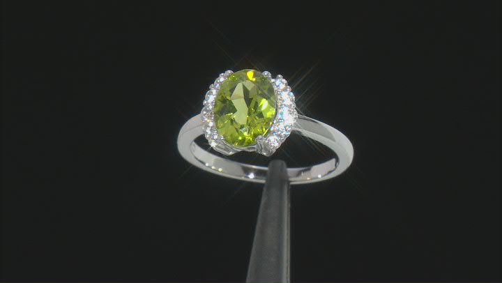Green Peridot Rhodium Over Sterling Silver Ring 1.85ctw Video Thumbnail