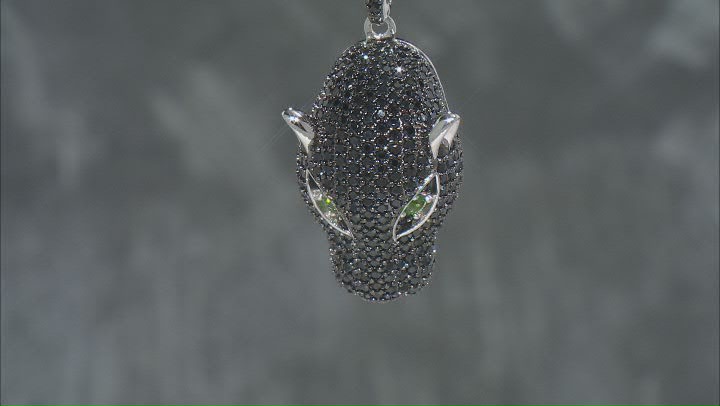 Black Spinel Rhodium Over sterling Silver Panther Pendant With Chain 3.05ctw Video Thumbnail