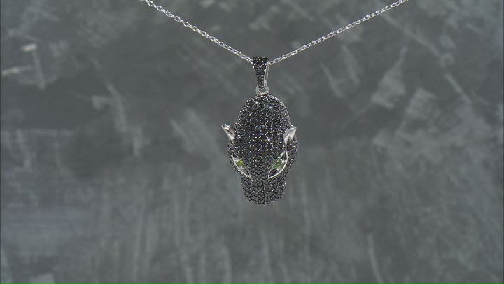 Black Spinel Rhodium Over sterling Silver Panther Pendant With Chain 3.05ctw Video Thumbnail