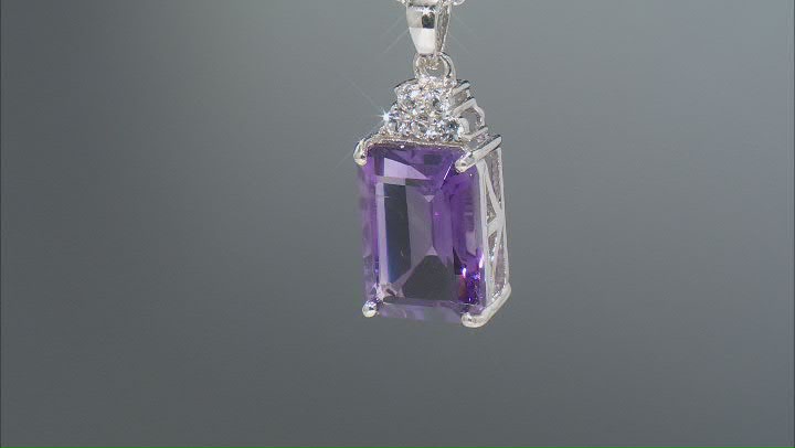 Purple Amethyst Platinum Over sterling Silver Pendant With Chain 7.20ctw Video Thumbnail