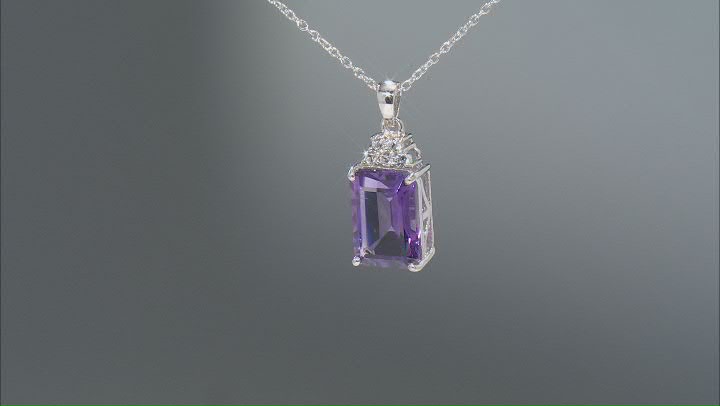 Purple Amethyst Platinum Over sterling Silver Pendant With Chain 7.20ctw Video Thumbnail