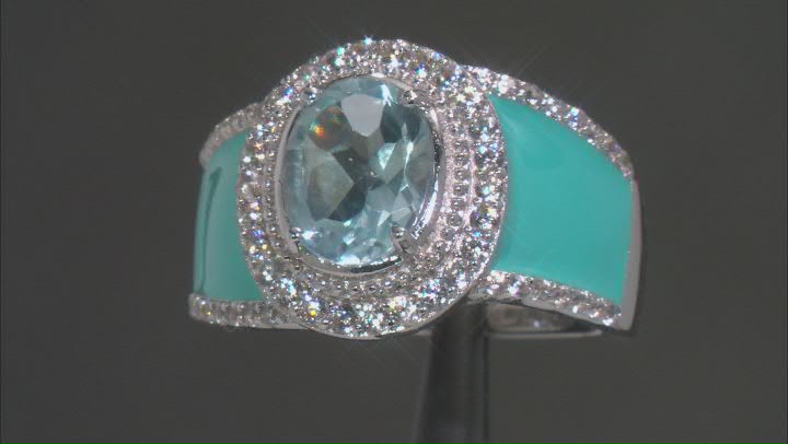 Sky Blue Topaz Rhodium Over Sterling Silver Ring 2.47ctw Video Thumbnail