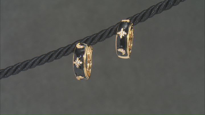 White Zircon 18k Yellow Gold Over Sterling Silver Hoop Earrings 0.32ctw Video Thumbnail