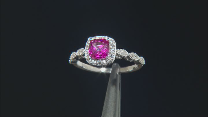 Pink Topaz Rhodium Over Sterling Silver Ring Set of 3 1.59ctw Video Thumbnail