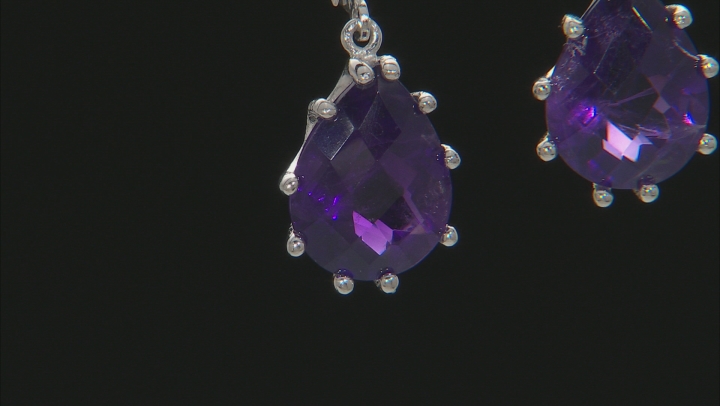 Purple African Amethyst Rhodium Over Sterling Silver Dangle Earrings 13.50ctw Video Thumbnail