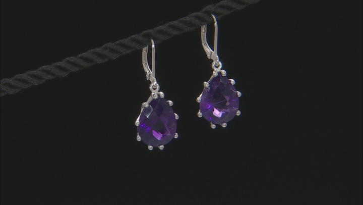 Purple African Amethyst Rhodium Over Sterling Silver Dangle Earrings 13.50ctw Video Thumbnail