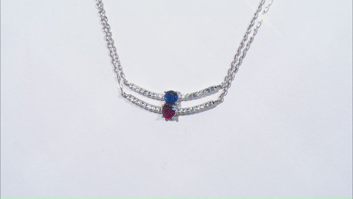 Red Lab Created Ruby Rhodium Over Sterling Silver Necklace Set 1.06ctw Video Thumbnail
