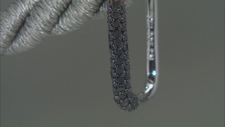 Black Spinel Rhodium Over Sterling Silver Hoop Earrings 0.83ctw Video Thumbnail