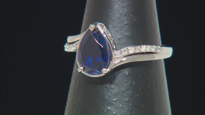 Blue Lab Created Sapphire Rhodium Over Sterling Silver Ring 1.88ctw Video Thumbnail