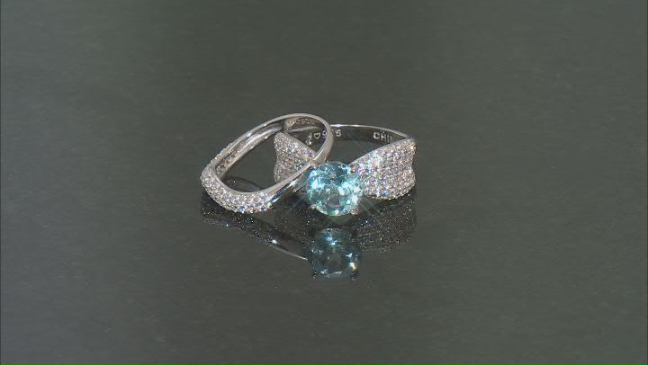 Sky Blue Glacier Topaz Rhodium Over Sterling Silver Ring Set 3.60ctw Video Thumbnail