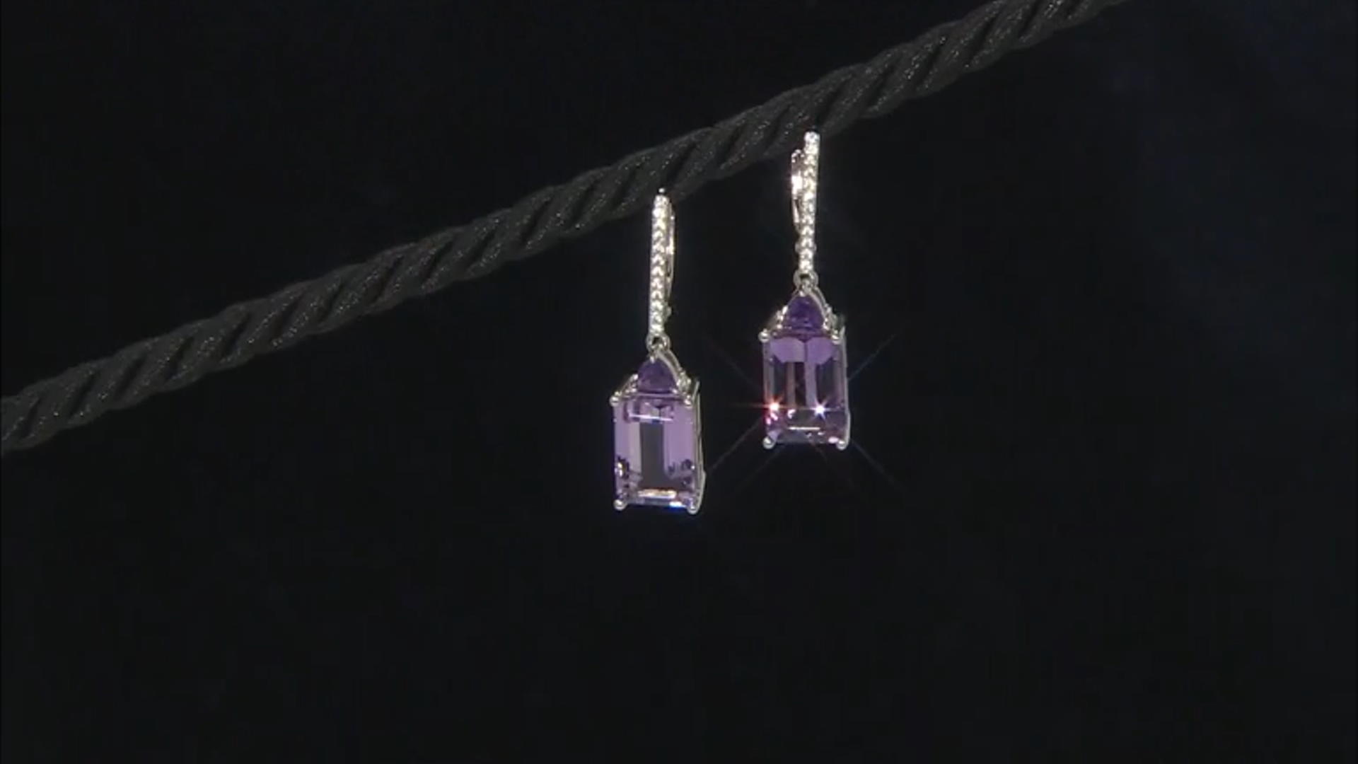 Purple Amethyst Rhodium Over Sterling Silver Dangle Earrings 8.28ctw Video Thumbnail