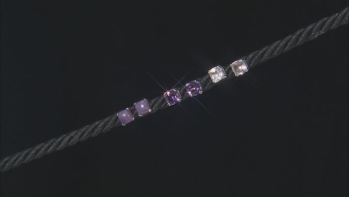 Purple Amethyst Platinum Over Sterling Silver Stud Earring Set of 3 2.87ctw Video Thumbnail