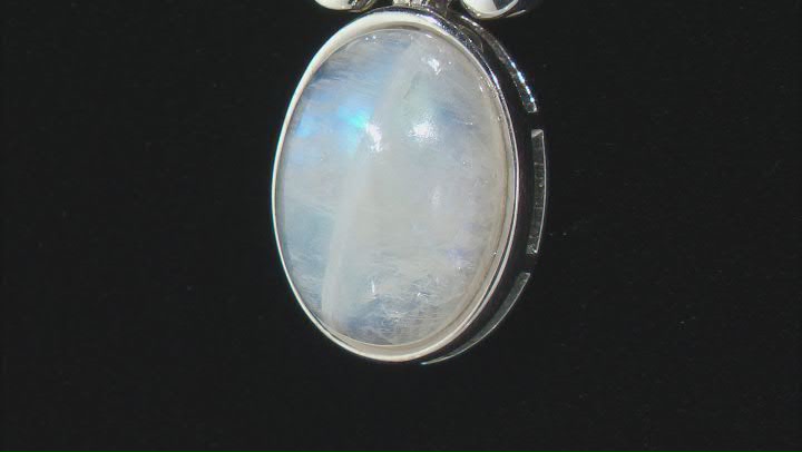 Rainbow Moonstone Platinum Over Sterling Silver Pendant With Chain 3.10ct Video Thumbnail