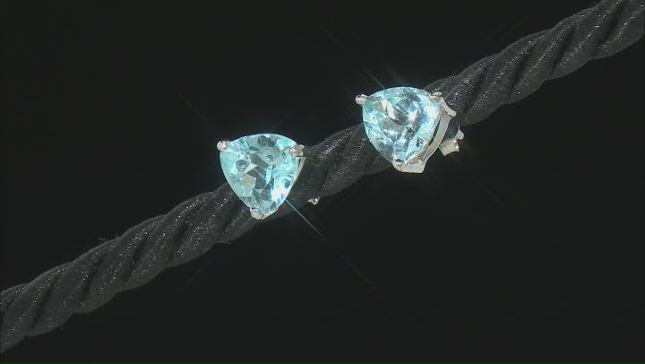 Sky Blue Topaz Rhodium Over Sterling Silver Stud Earrings 4.30ctw Video Thumbnail