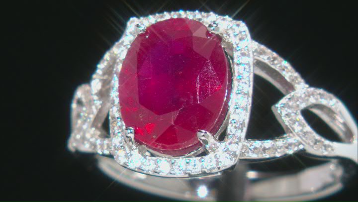 Red Mahaleo(R) Ruby Rhodium Over Sterling Silver Ring 3.10ctw Video Thumbnail
