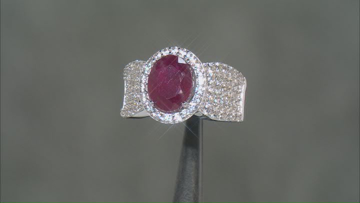 Red Mahaleo(R) Ruby Rhodium Over Sterling Silver Ring 4.35ctw Video Thumbnail