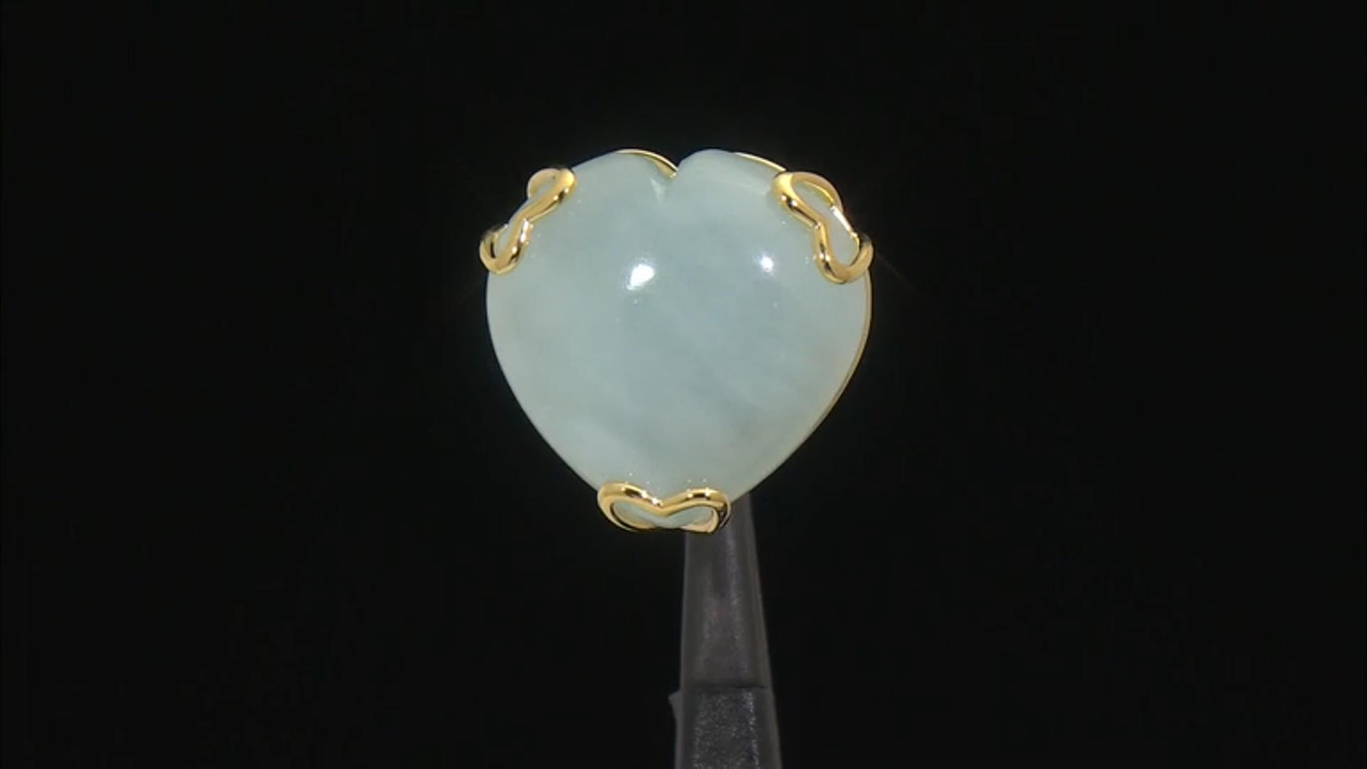 Blue Dreamy Aquamarine 18k Yellow Gold Over Sterling Silver Ring Video Thumbnail