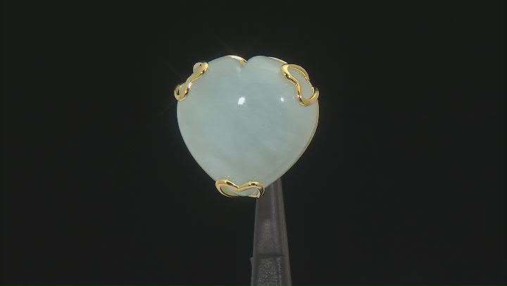 Blue Dreamy Aquamarine 18k Yellow Gold Over Sterling Silver Ring Video Thumbnail