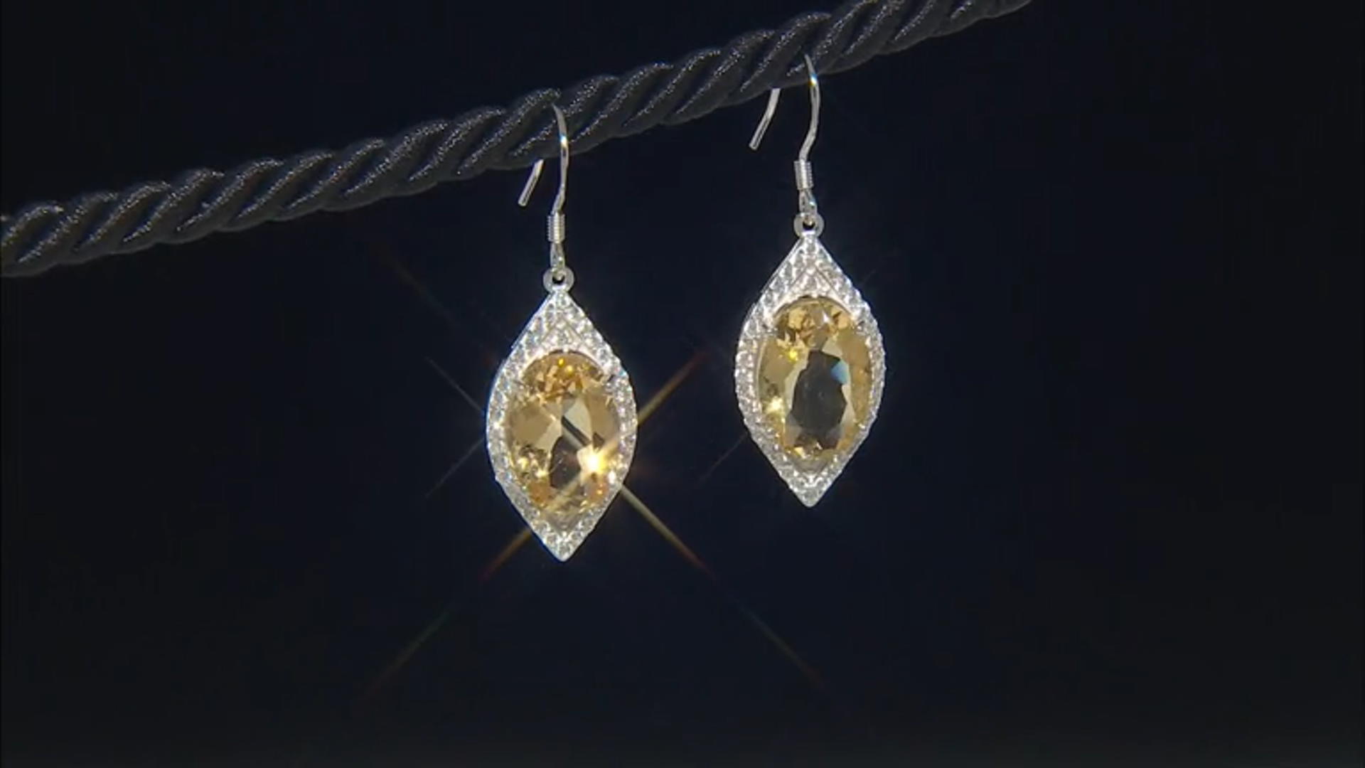 Yellow Citrine Rhodium Over Sterling Silver Dangle Earrings 9.25ctw Video Thumbnail