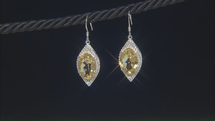 Yellow Citrine Rhodium Over Sterling Silver Dangle Earrings 9.25ctw Video Thumbnail