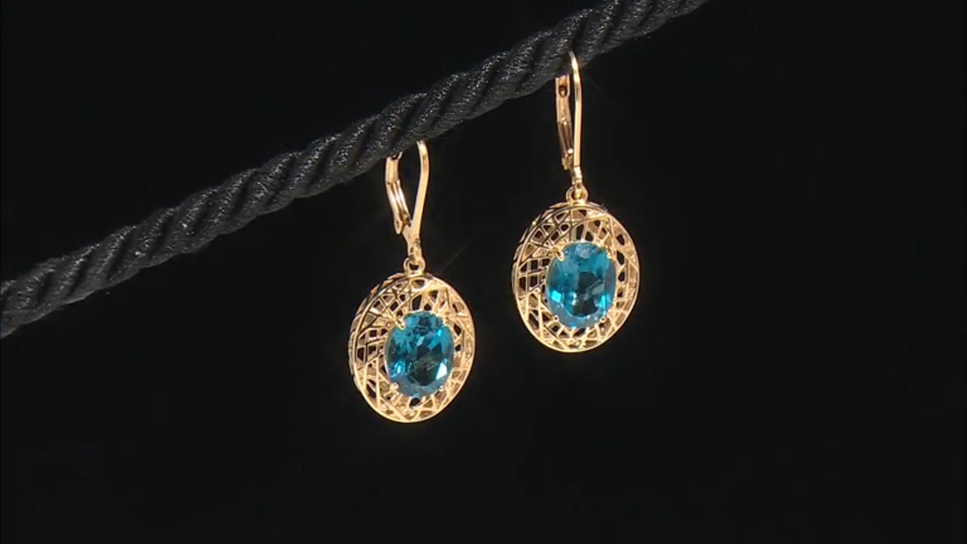 London Blue Topaz 18k Yellow Gold Over Sterling Silver Earrings 5.40ctw Video Thumbnail