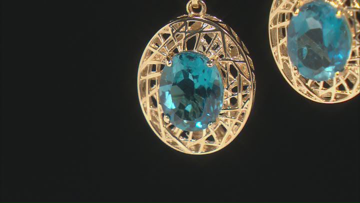 London Blue Topaz 18k Yellow Gold Over Sterling Silver Earrings 5.40ctw Video Thumbnail