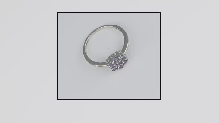 Blue Tanzanite Platinum Over Sterling Silver Flower Ring 0.55ctw Video Thumbnail