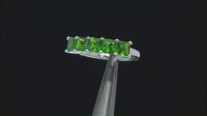 Green Chrome Diopside Rhodium Over Sterling Silver 5-Stone Band Ring 1.55ctw Video Thumbnail