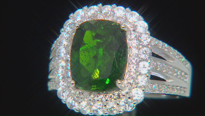 Green Chrome Diopside Rhodium Over Sterling Silver Ring 3.50ctw Video Thumbnail