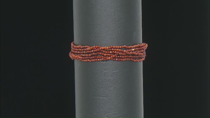 Red Hessonite Garnet Rhodium Over Sterling Silver Beaded Bracelet Video Thumbnail