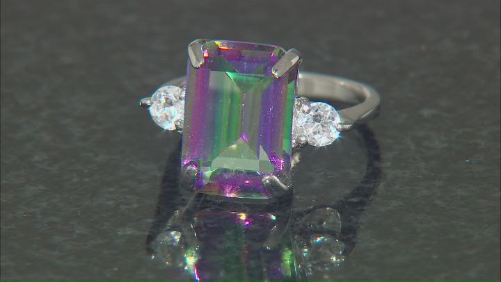 Multi-Color Quartz Rhodium Over Sterling Silver Ring 6.70ctw Video Thumbnail