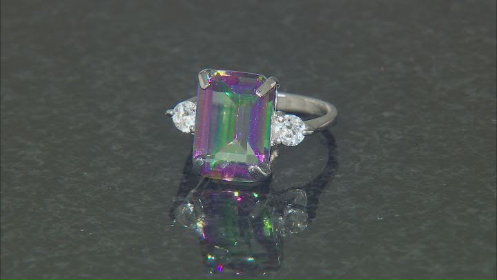 Multi-Color Quartz Rhodium Over Sterling Silver Ring 6.70ctw Video Thumbnail