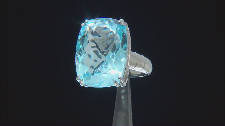 Sky Blue Glacier Topaz Rhodium Over Sterling Silver Ring 22.00ct Video Thumbnail