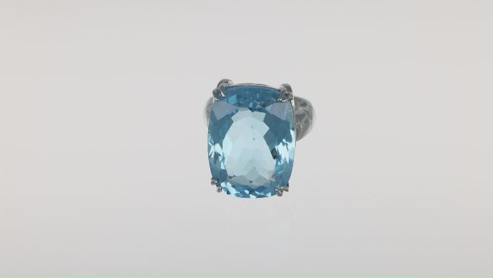 Sky Blue Glacier Topaz Rhodium Over Sterling Silver Ring 22.00ct Video Thumbnail