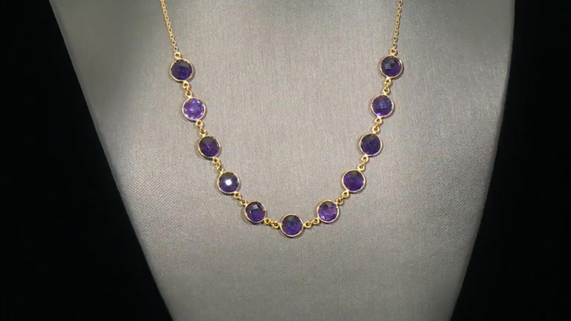 Purple African Amethyst 18k Yellow Gold Over Sterling Silver Necklace 15.30ctw Video Thumbnail