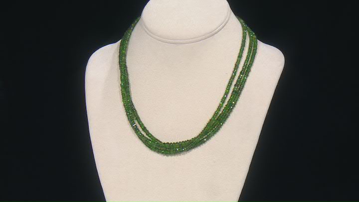 Green Chrome Diopside Sterling Silver Multi-Row Necklace 155.00ctw Video Thumbnail