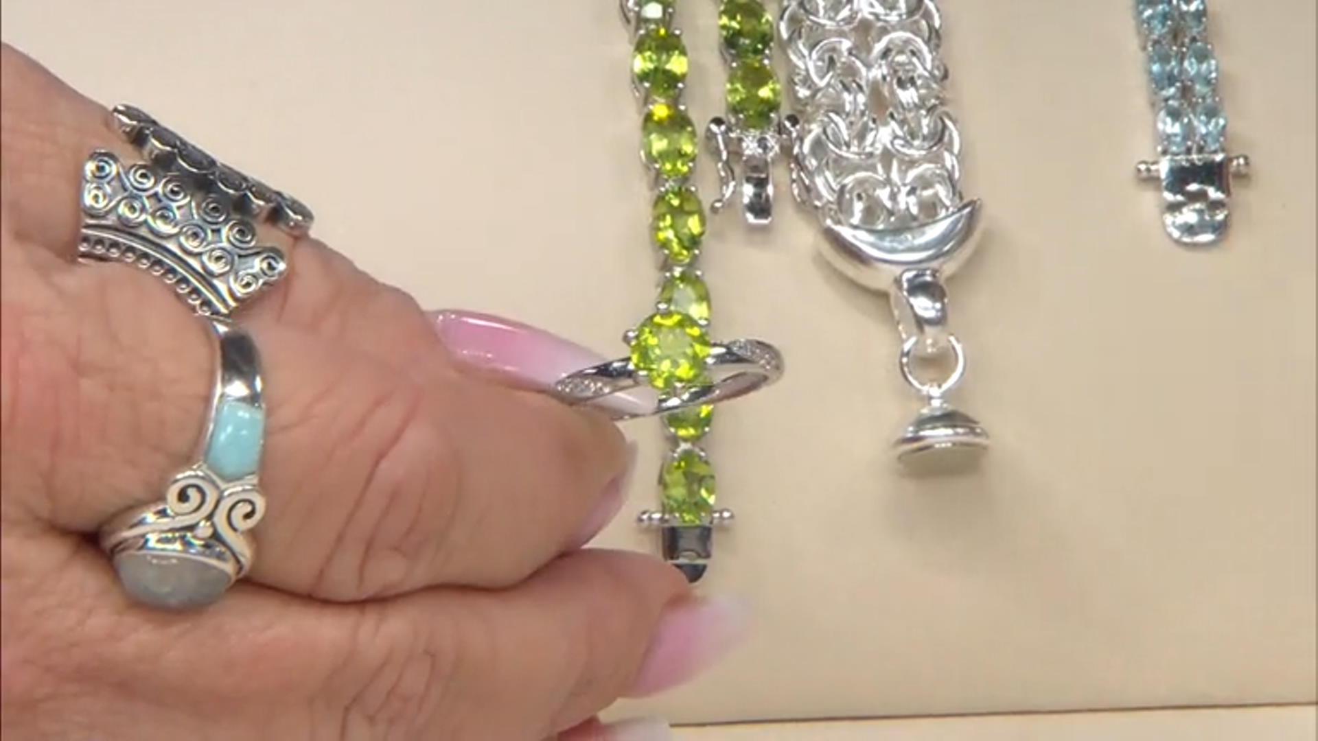 Green Peridot Rhodium Over Sterling Silver Ring 1.28ctw Video Thumbnail