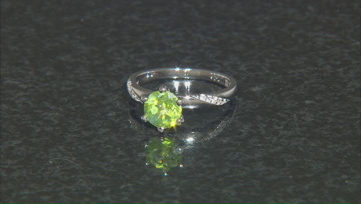 Green Peridot Rhodium Over Sterling Silver Ring 1.28ctw Video Thumbnail