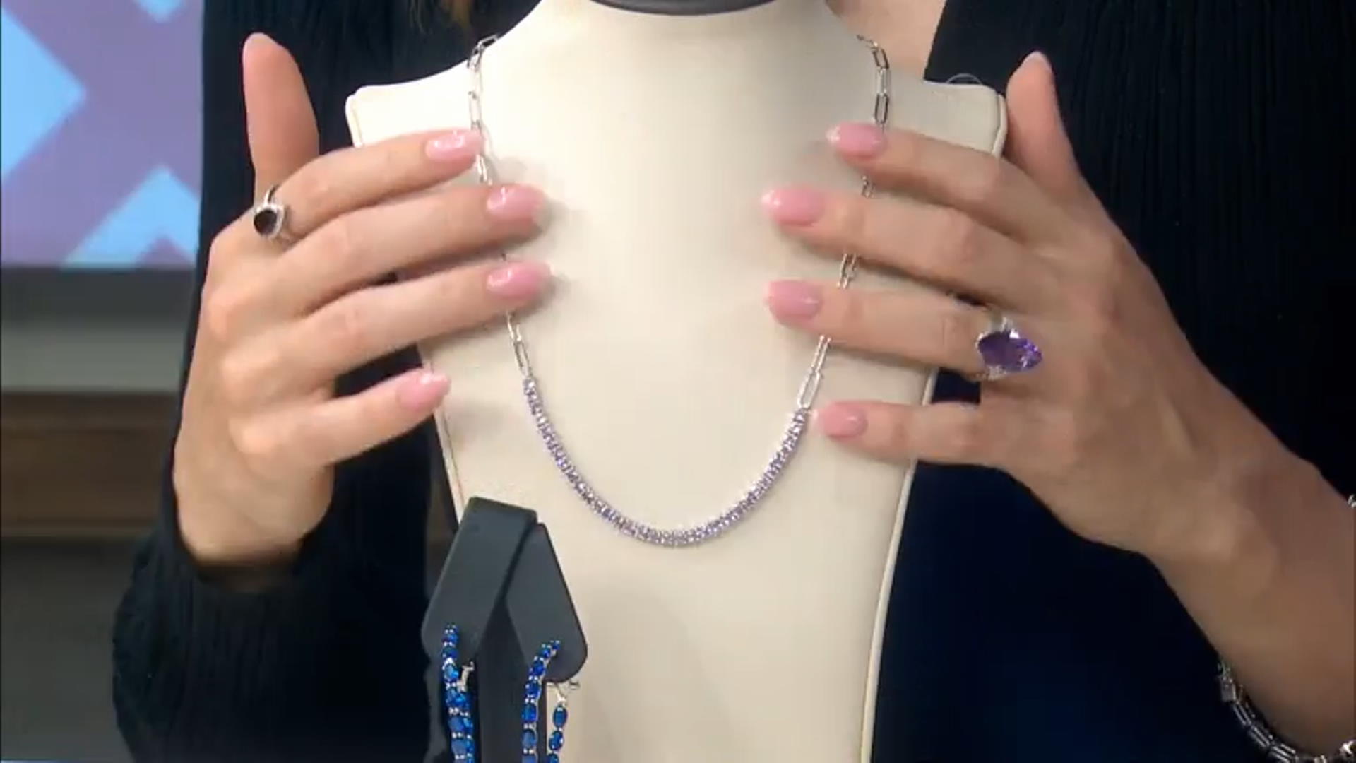 Purple Amethyst Rhodium Over Sterling Silver Paperclip Necklace 2.43ctw Video Thumbnail