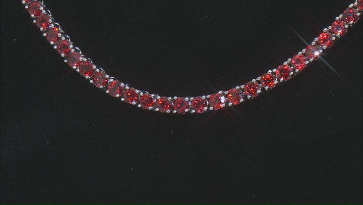 Red Garnet Rhodium Over Sterling Silver Paperclip Necklace 3.75ctw Video Thumbnail